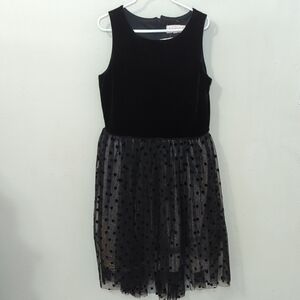 Biscotti Black Velvet and Tulle Dress with Gold Metallic Lining Girls Size 12